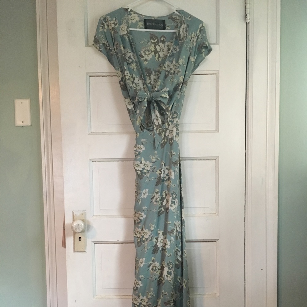 Reformation long wrap dress